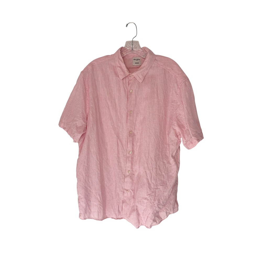 Murano Baird McNutt Linen Button Down Shirt Men's Pink White Striped Coastal XL